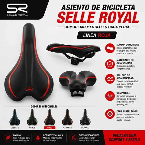 Asiento Bicicleta Selle Royal Línea Roja