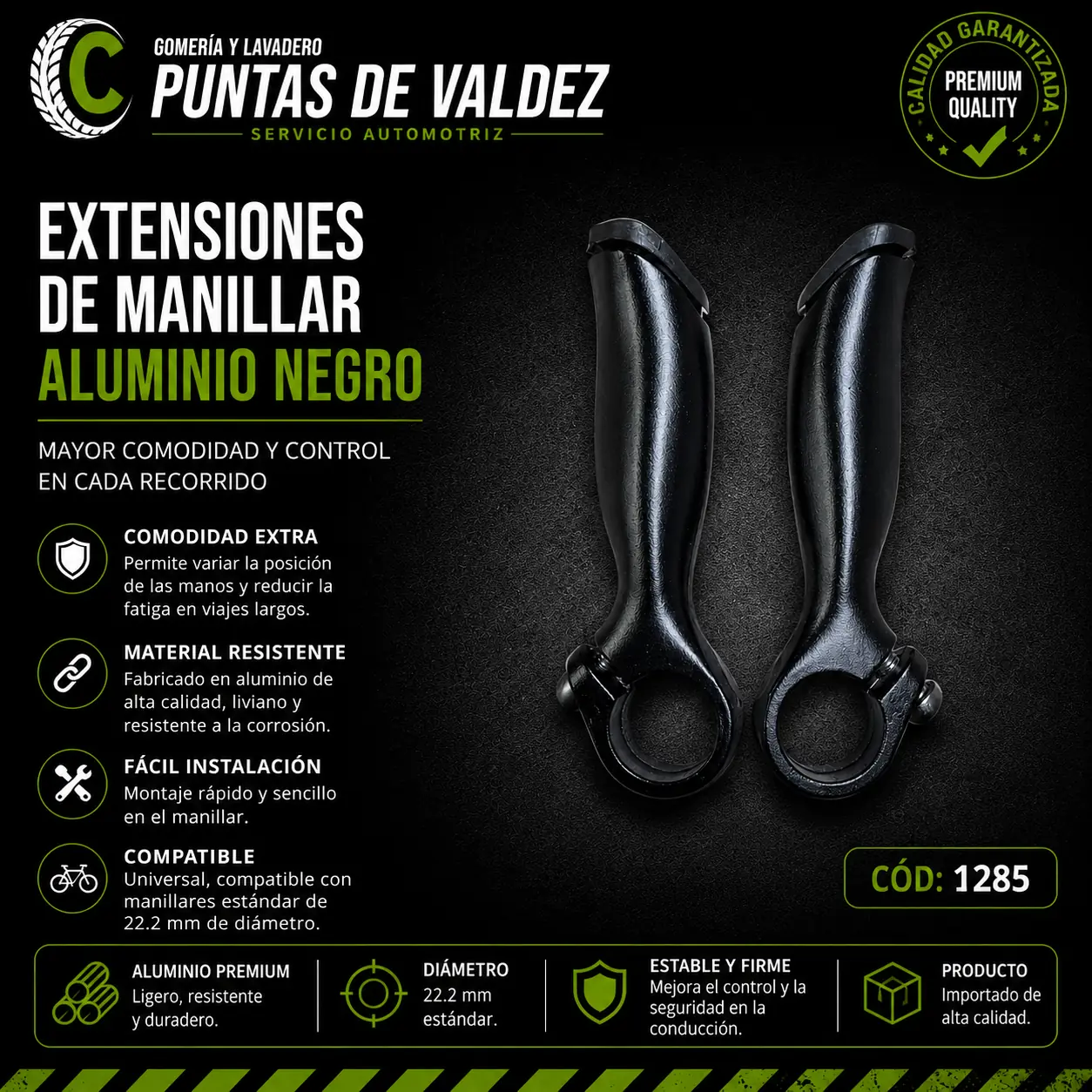 Acoples negro aluminio p/manillar