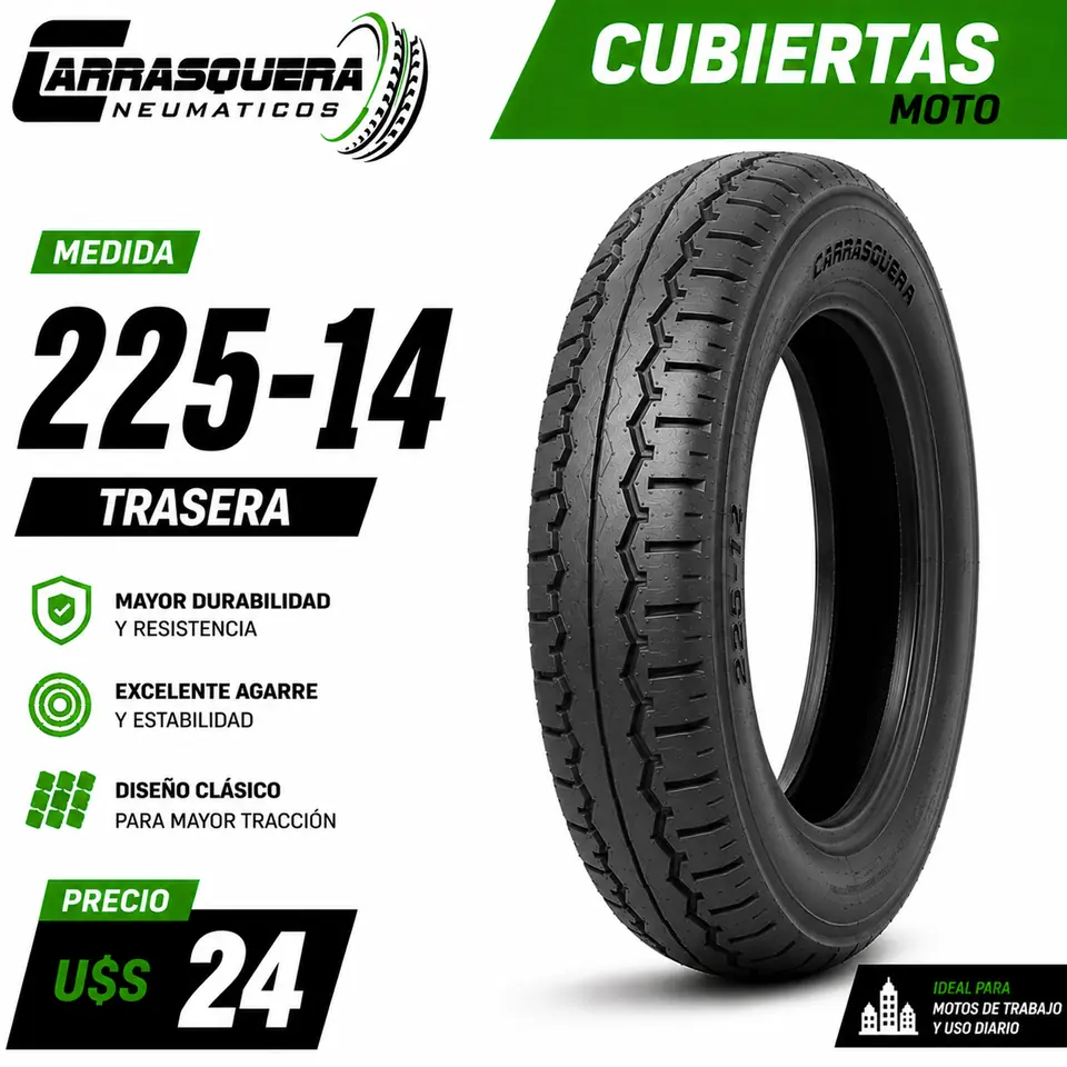 Cubierta Moto 225-14 Trasera Carrasquera