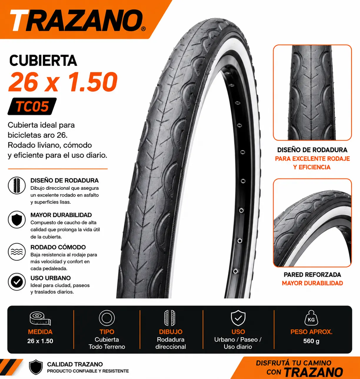 Cubierta Trazano 26 x 1.50