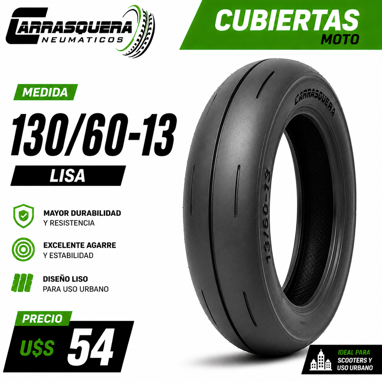 Cubierta Moto 130/60-13 Lisa Carrasquera