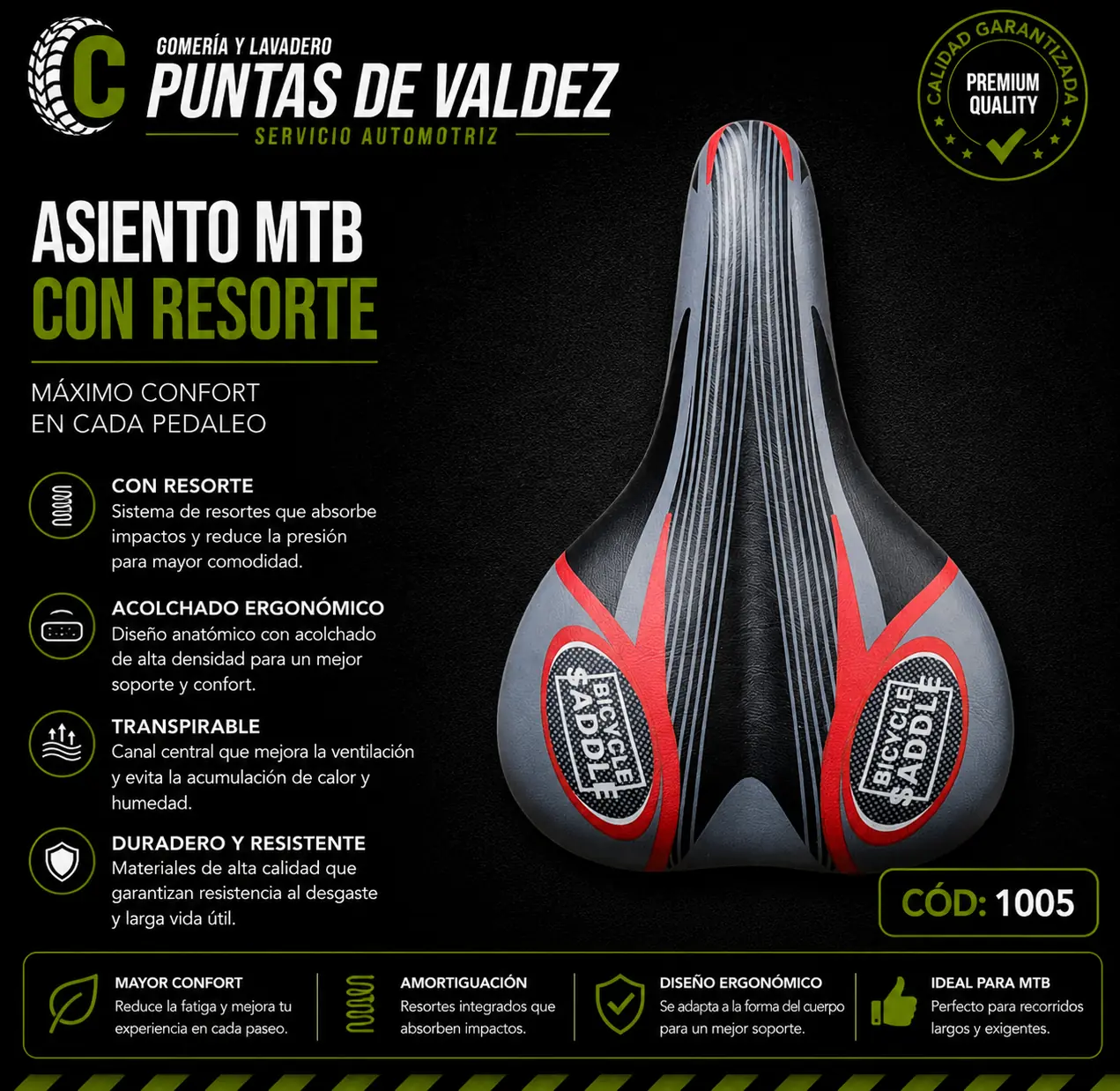 Asiento MTB Con Resorte