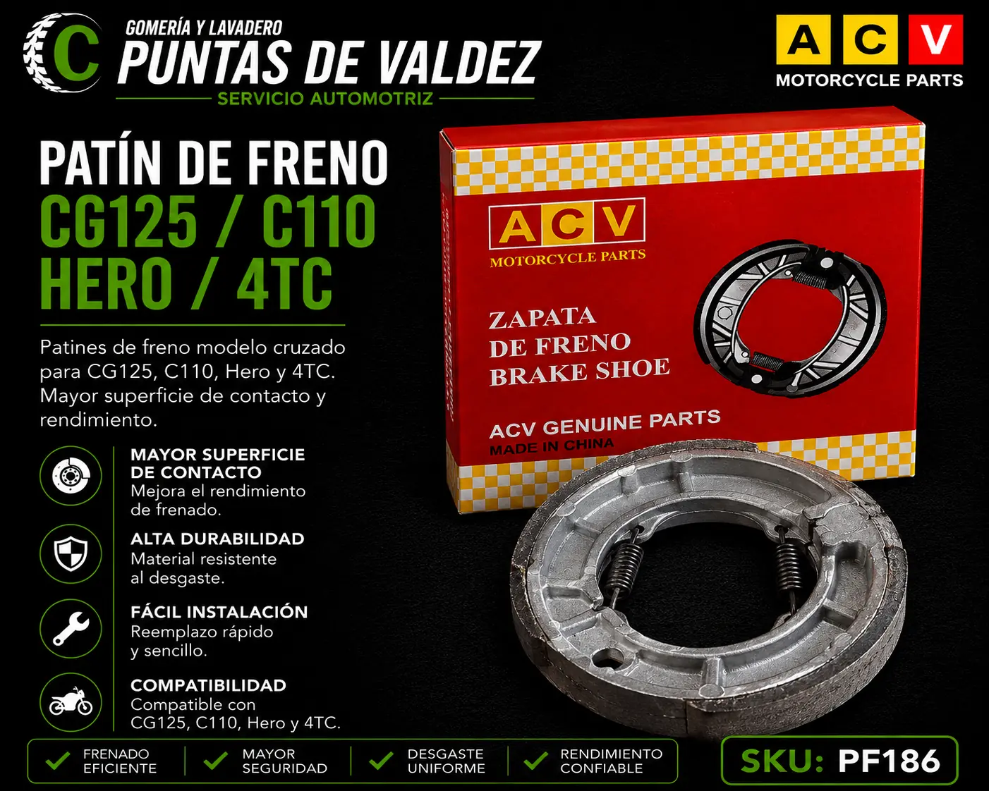 Patín de Freno CG125 / C110 / Hero / 4TC