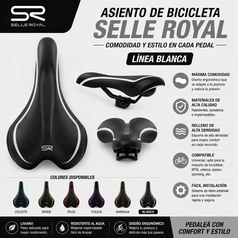 Asiento Bicicleta Selle Royal Línea Blanca