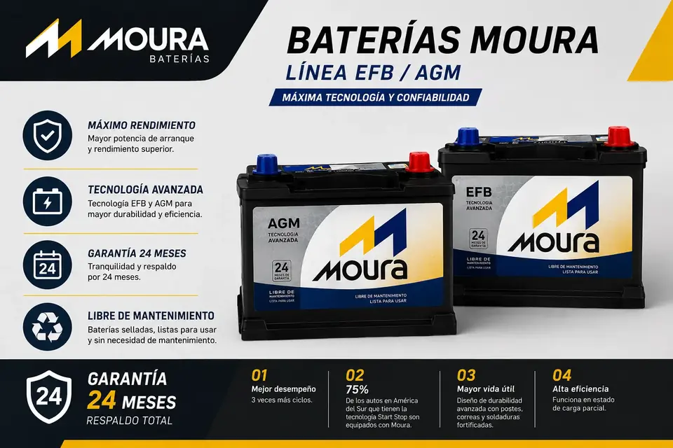 Batería Moura AGM 92Ah Derecha