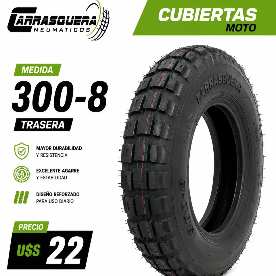 Cubierta Moto 300-8 Trasera Carrasquera