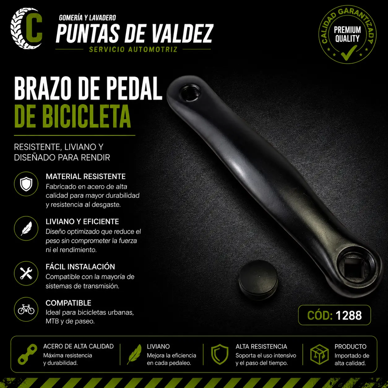 Palanca izquierda aluminio punta cuadrada negra