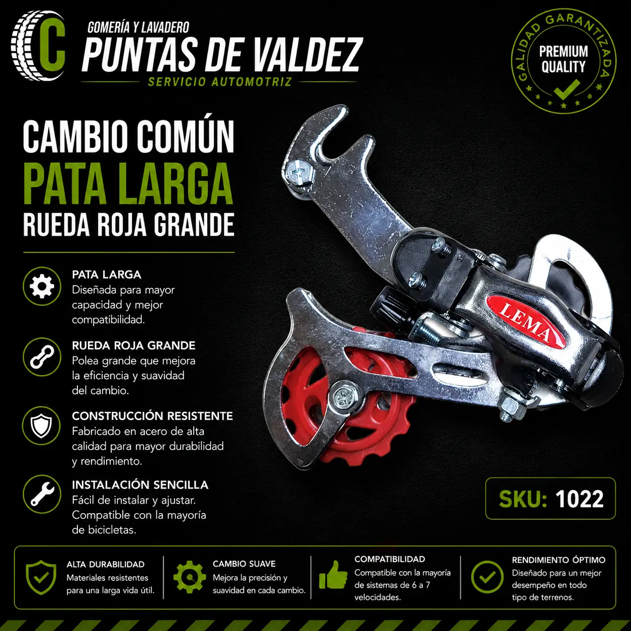 Cambio Común Pata Larga Rueda Roja Grande