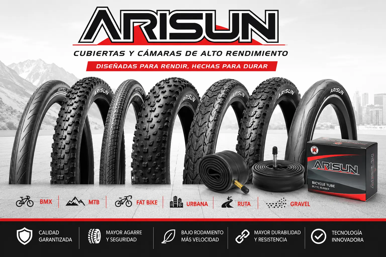 Cámara Arisun 26x2.2/2.5 AV 33mm