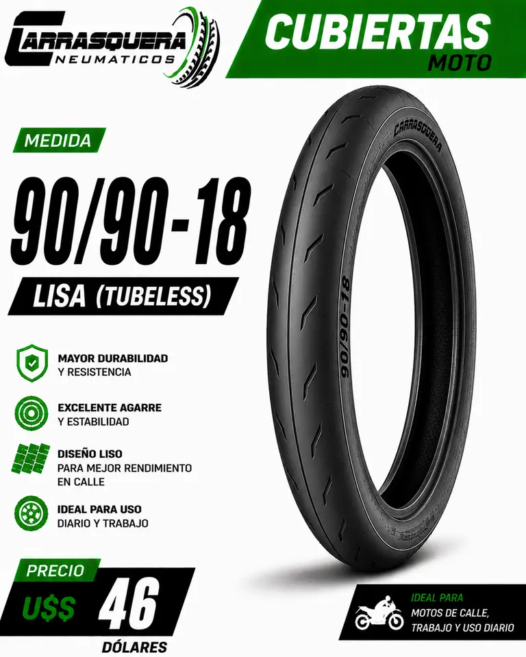 Cubierta Moto 90/90-18 Lisa Carrasquera