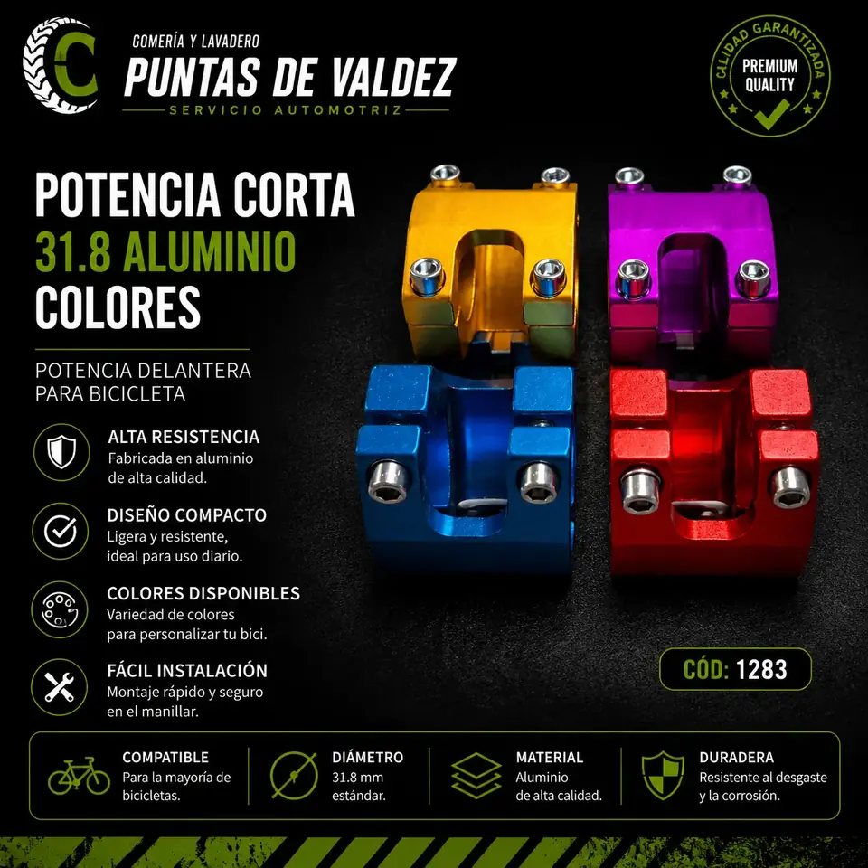 Potencia corta 31.8 aluminio colores