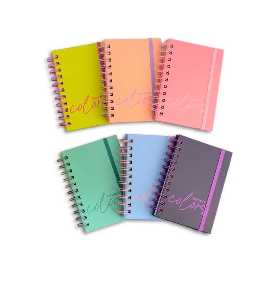 CUADERNO IBI CRAFT COLORS TAPA DURA ESPIRAL 100 HOJAS A6