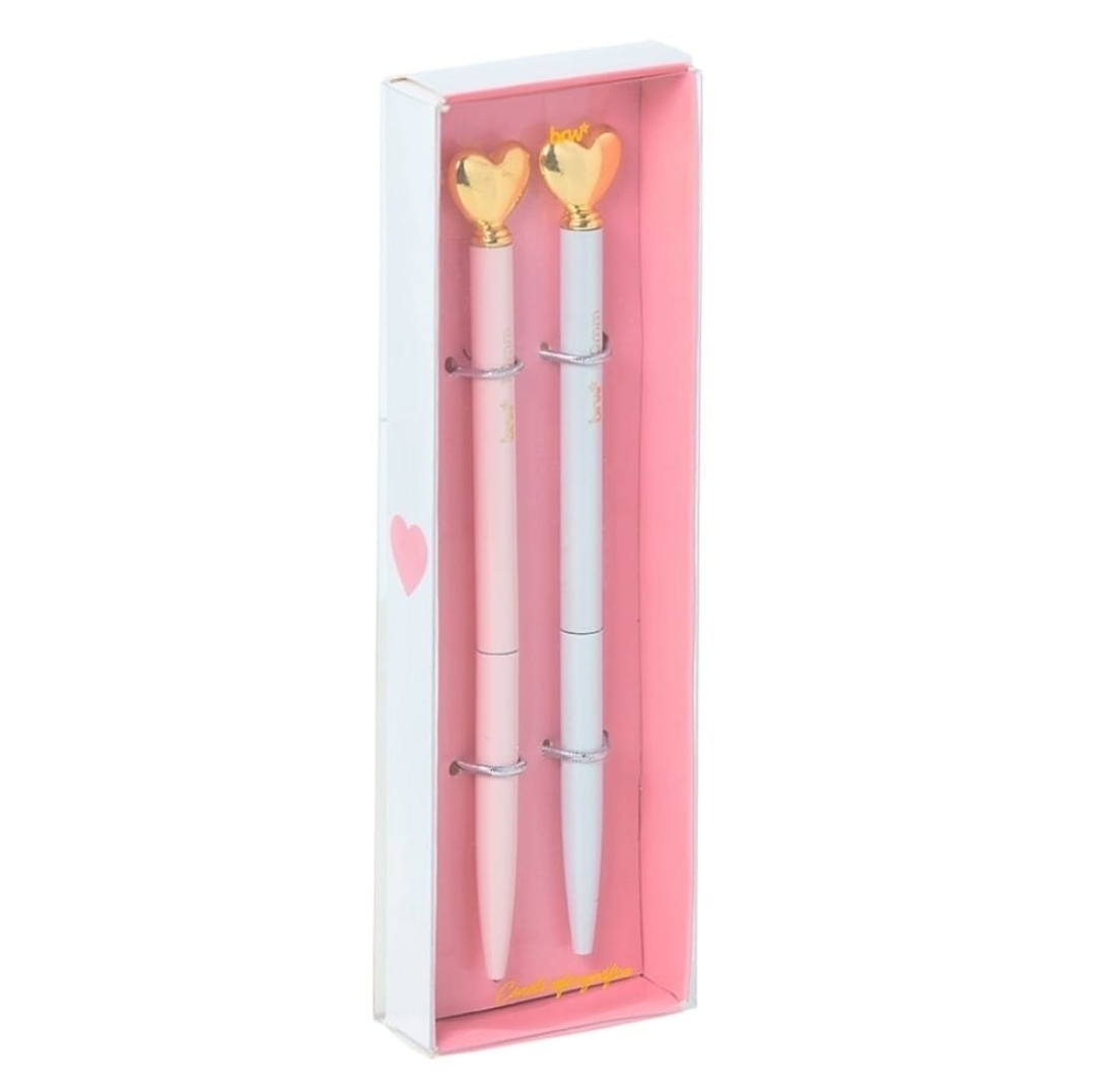 Bolígrafo metálico 1.0mm corazones estuche 2 unidades