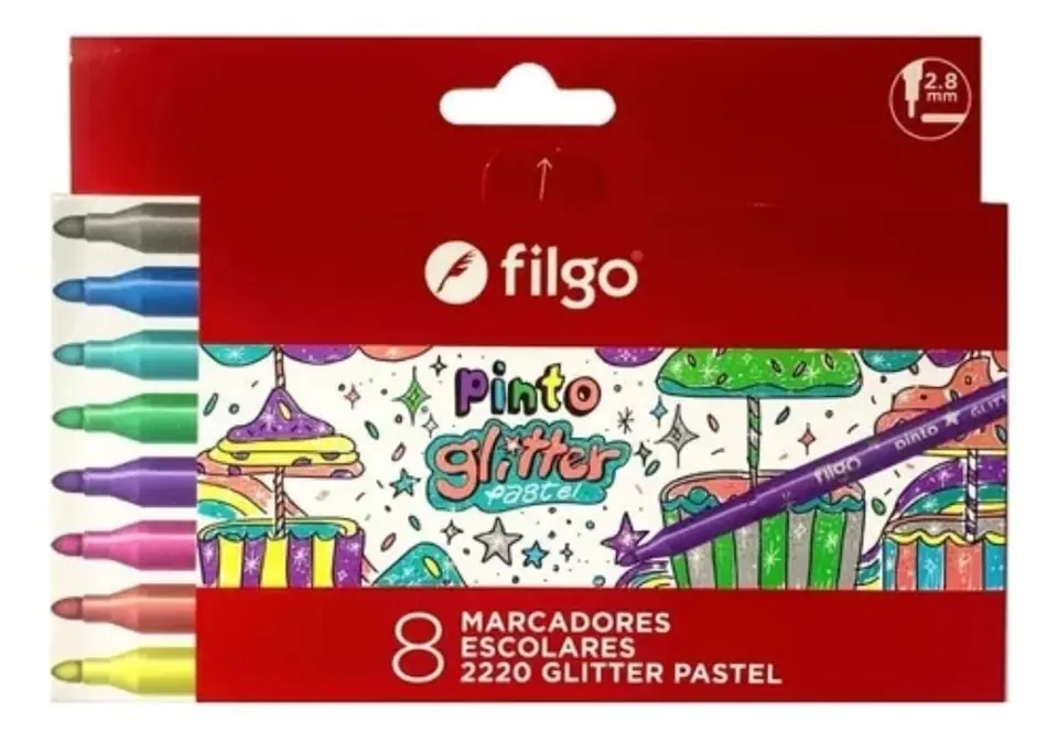 Marcadores Glitter x8 Filgo