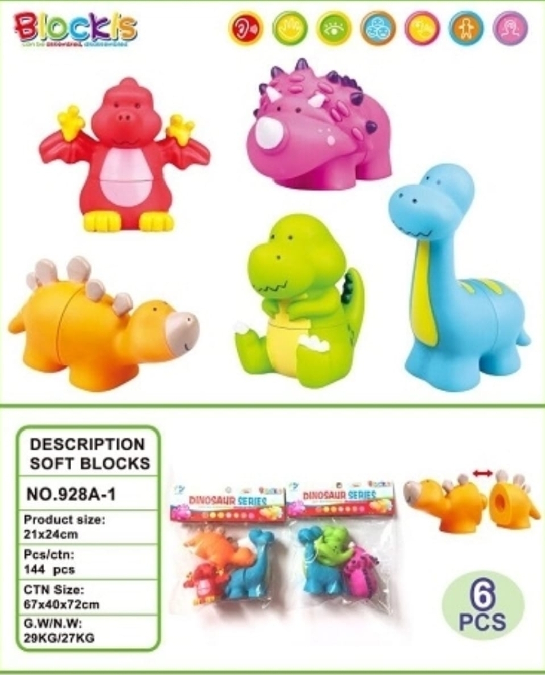 Blokes animales encastre dinosaurios