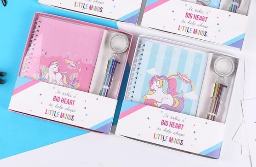 Set cuaderno /cinta y boligrafo Unicornio