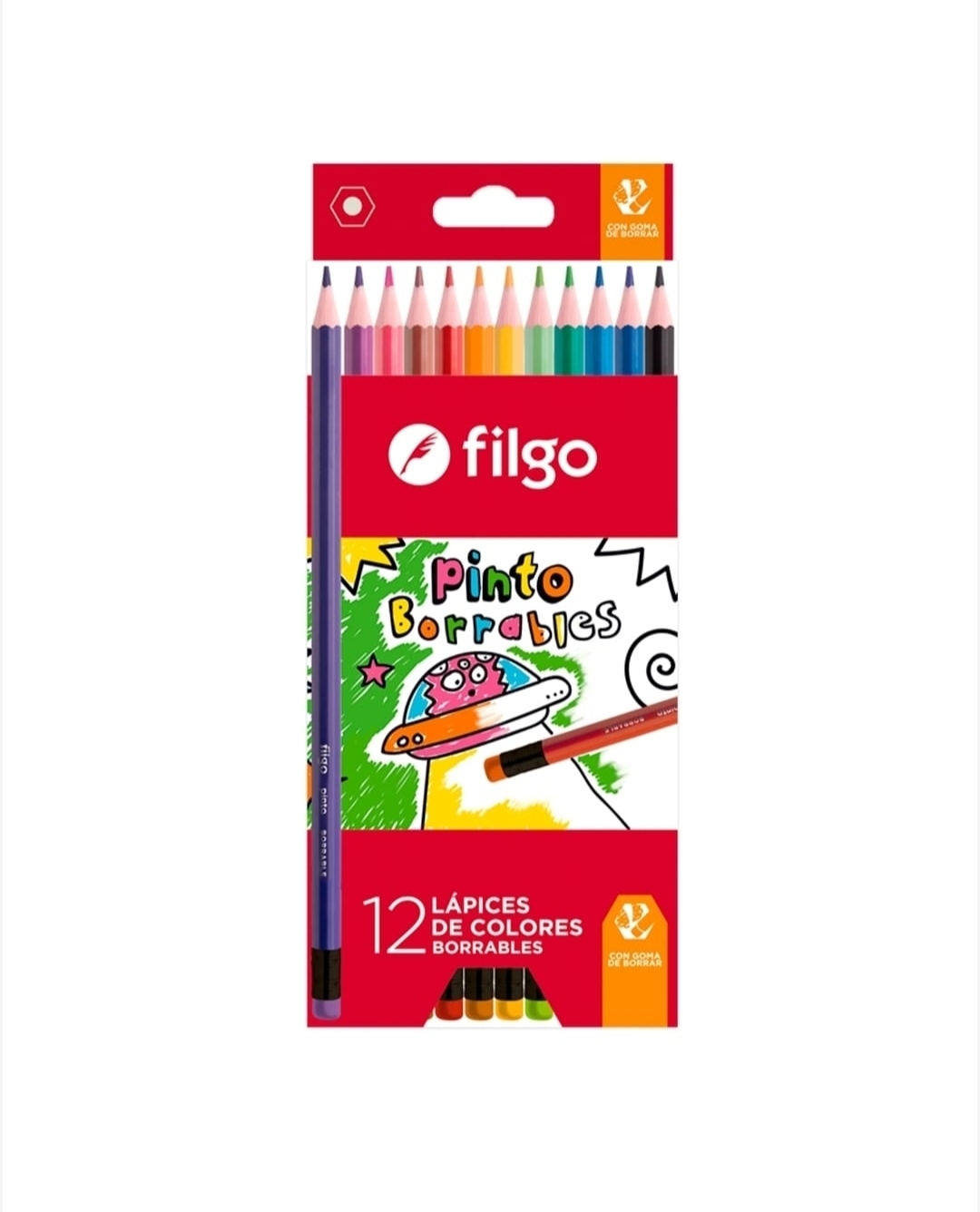 Lápices de Colores Borrables x12 Filgo