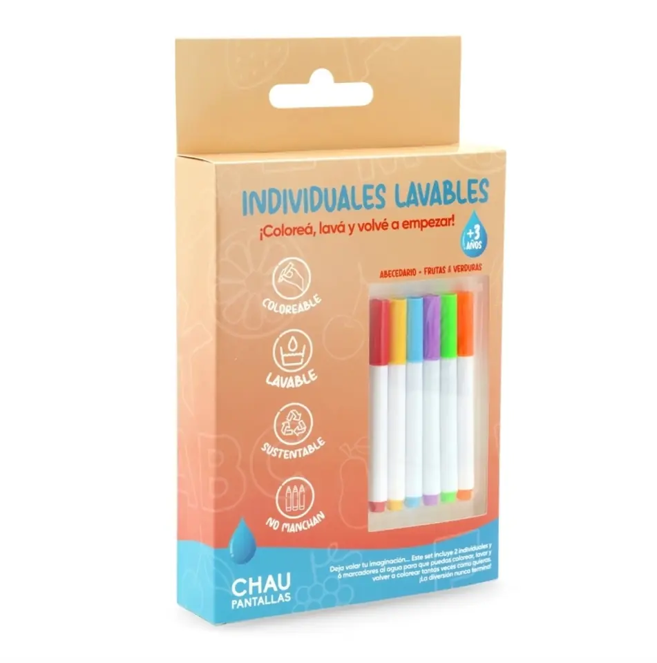 Individuales Lavables Abecedario + Frutas y 90