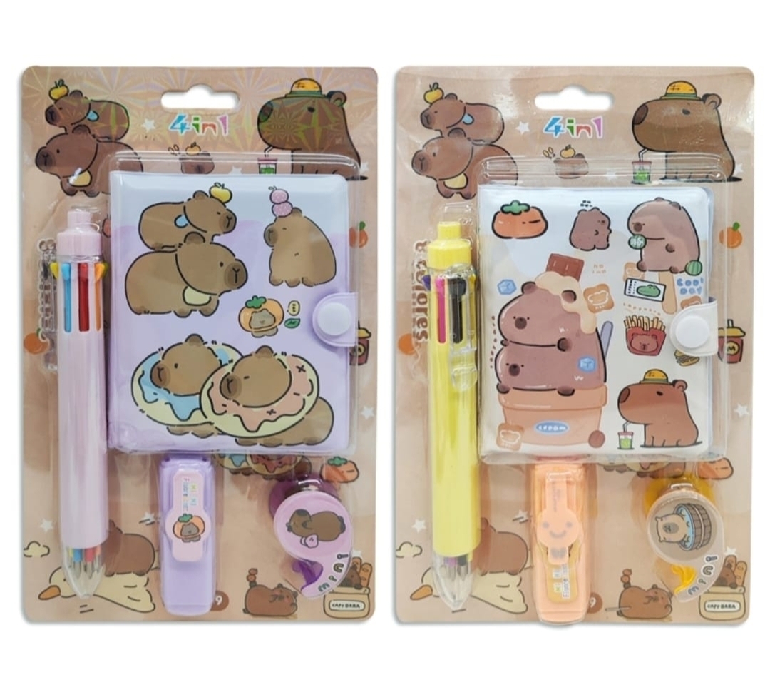 Set escolar 4pzas. Capybara con billetera