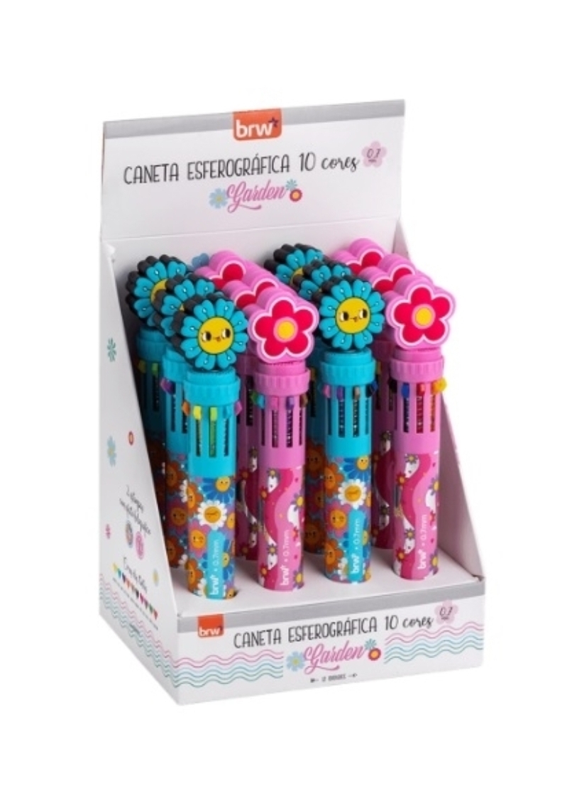 Boligrafo Brw 0.7mm 10 colores flores -