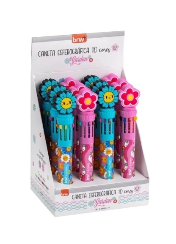 Boligrafo Brw 0.7mm 10 colores flores -