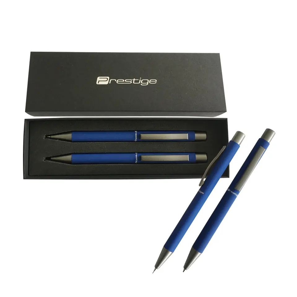 JUEGO DE BOLÍGRAFO Y PORTAMINAS CUERPO AZUL PRESTIGE