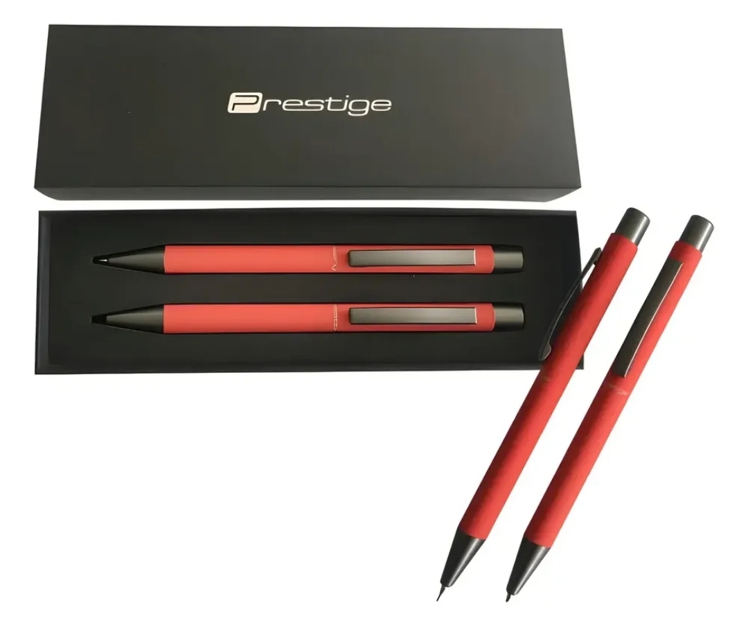 JUEGO DE BOLÍGRAFO Y PORTAMINAS CUERPO ROJO PRESTIGE