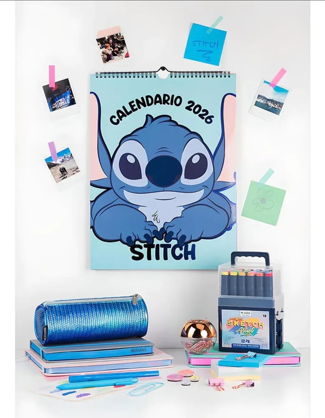 Calendario De Pared 2026 Stitch 30x40cm Mooving Con Stickers