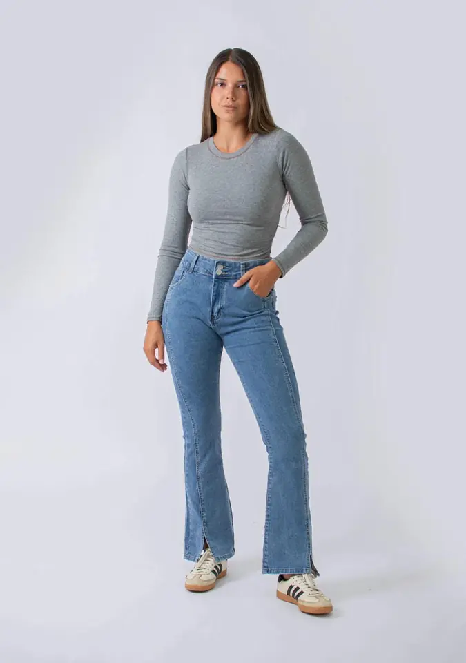 JEAN WIDE LEG CON DISEÑO C/ LYCRA 7685
