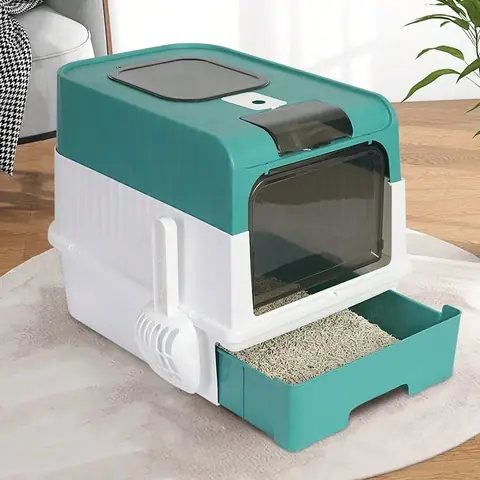 Sanitario arenero cerrado con salida superior 47x34,5x36,5cm (Verde)
