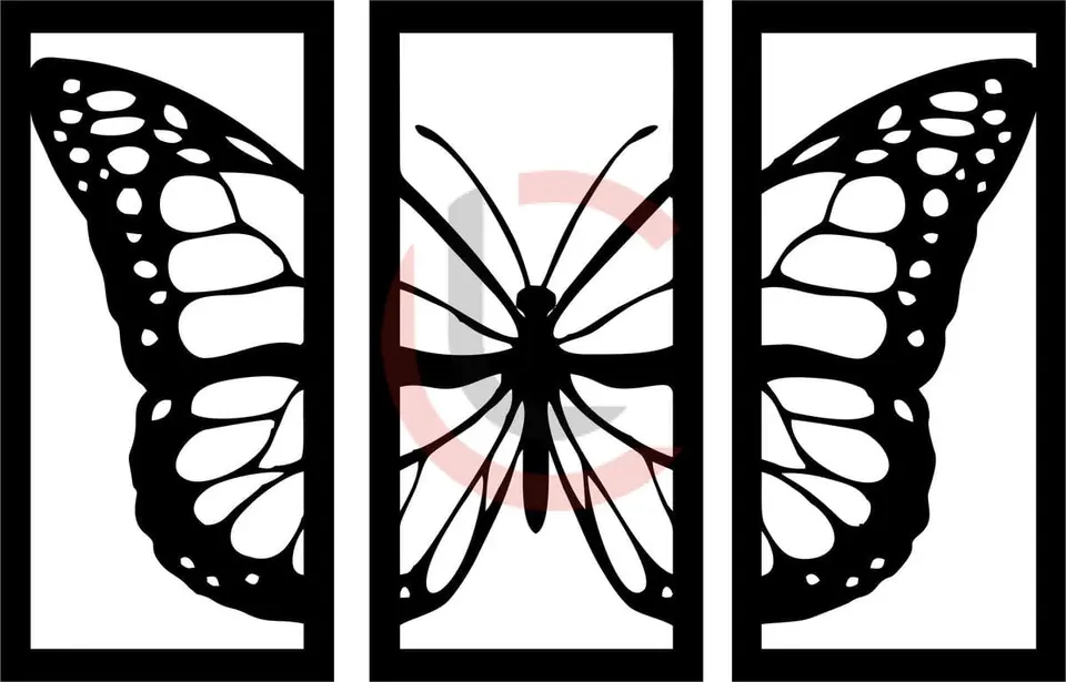 Cuadro tríptico mariposa
