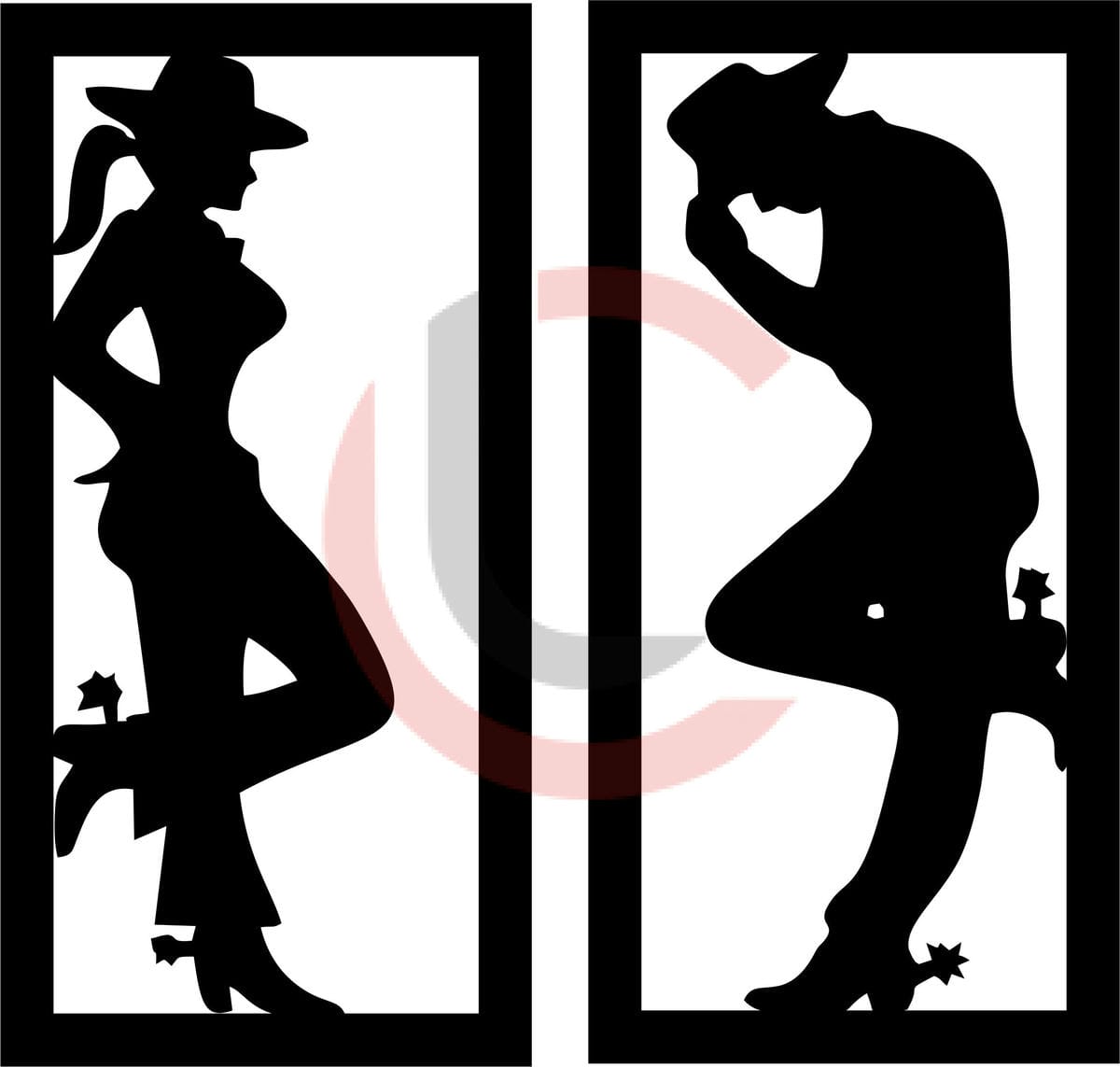 Cuadro díptico pareja de cowboy