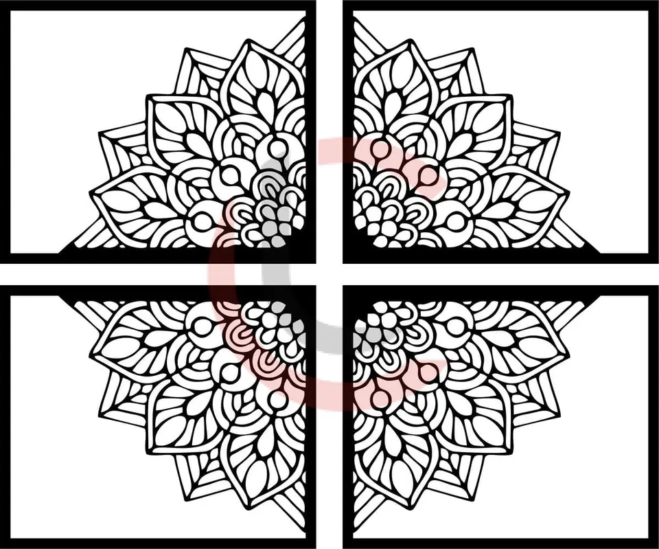 Cuadro mandala cuatro partes
