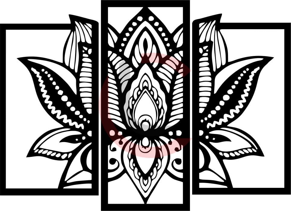 Cuadro tríptico flor de loto