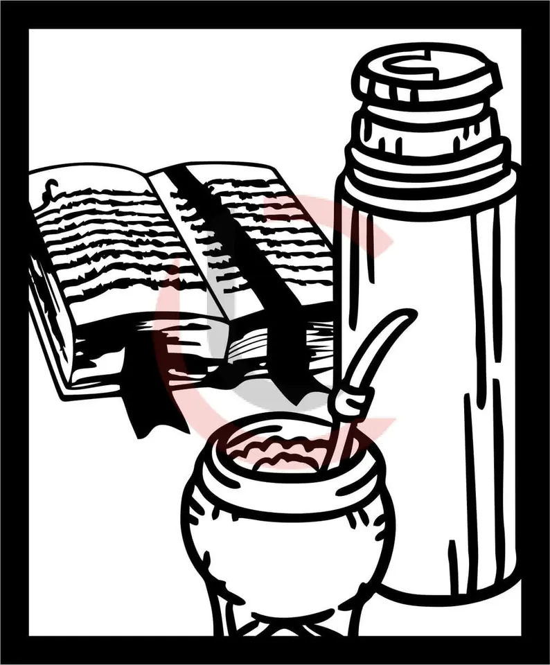 Cuadro mate, termo y biblia