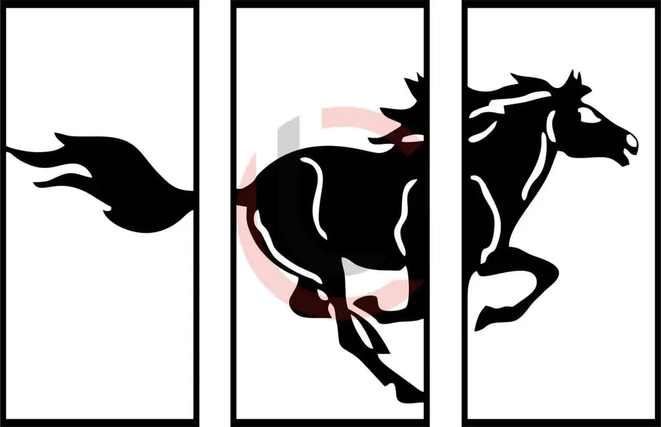 Cuadro tríptico caballo