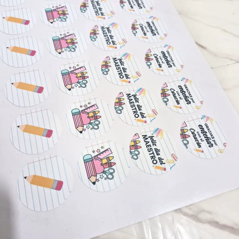 Plancha de stickers 24 unidades - Día del Maestro