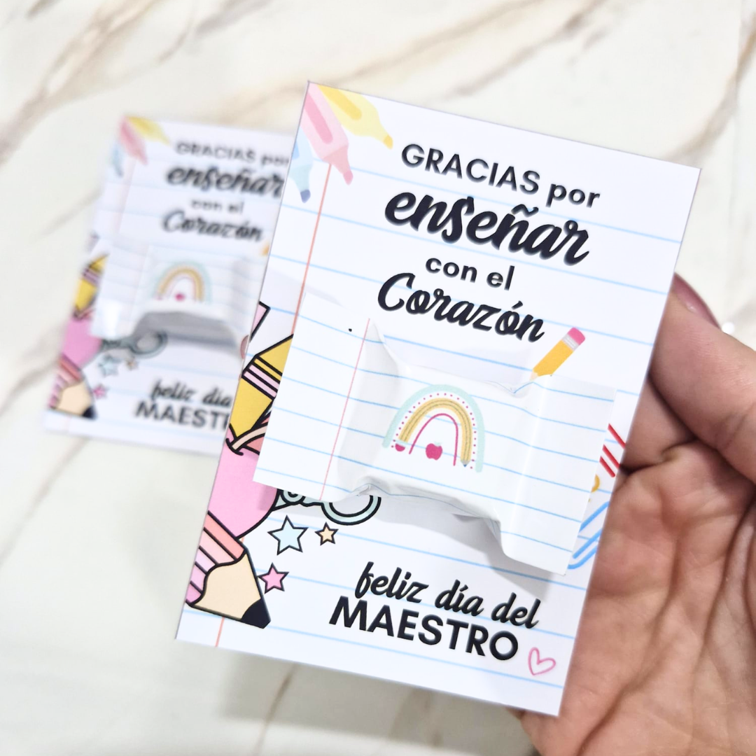 Tarjeta + Caramelo - Día del Maestro - 8 unidades