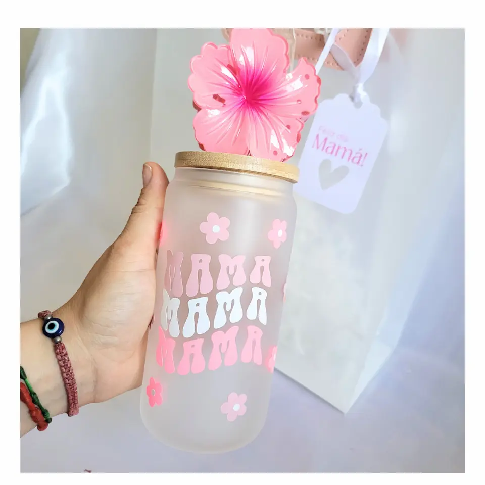 VASO DE VIDRIÓ CON TAPA DE BAMBÚ