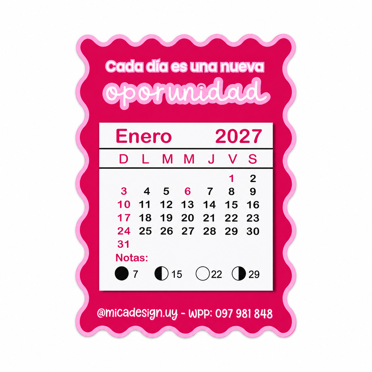 MINI CALENDARIOS 2027 - Modelo con ondas