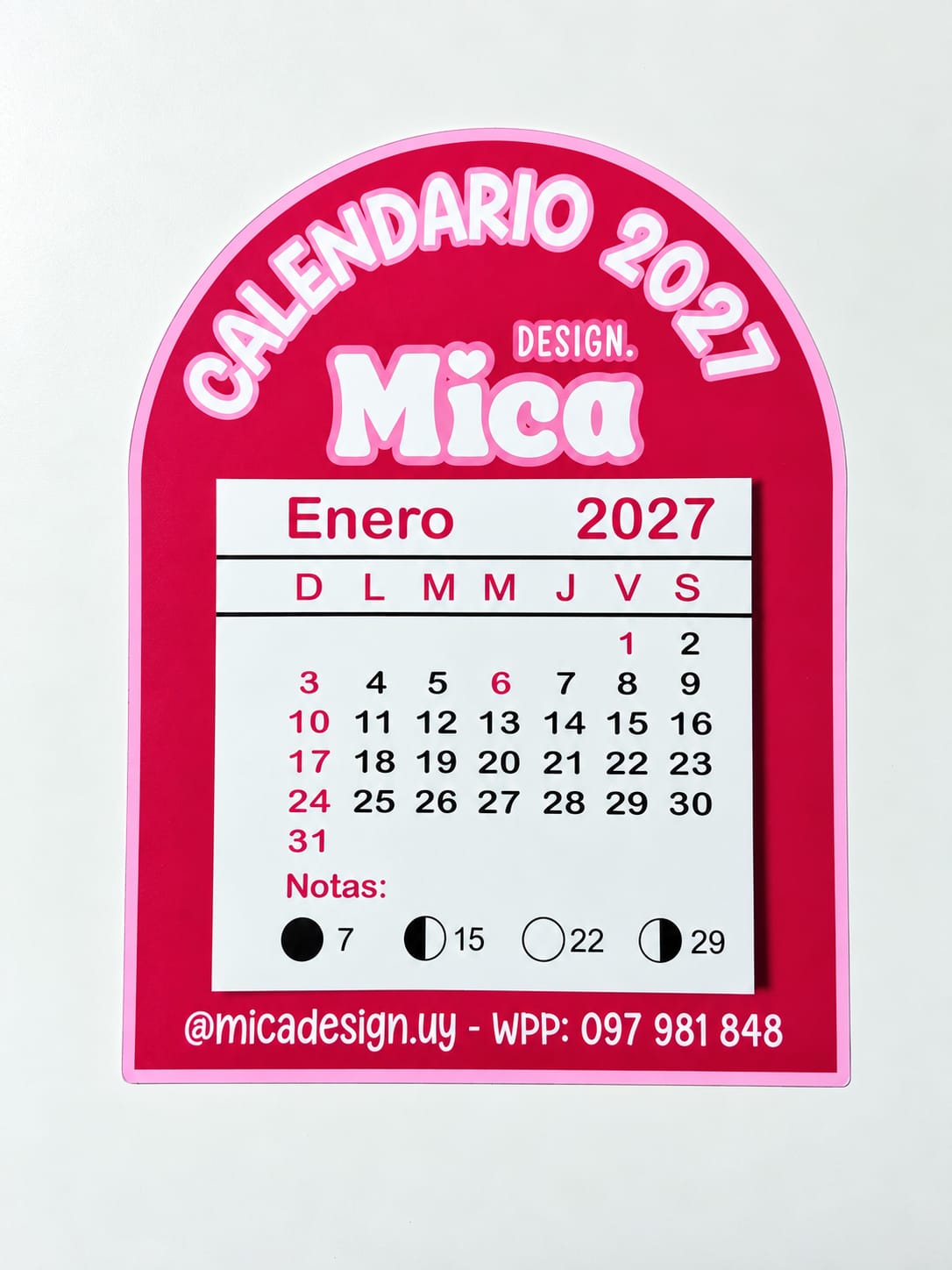 MINI CALENDARIOS 2027 - Modelo curvo