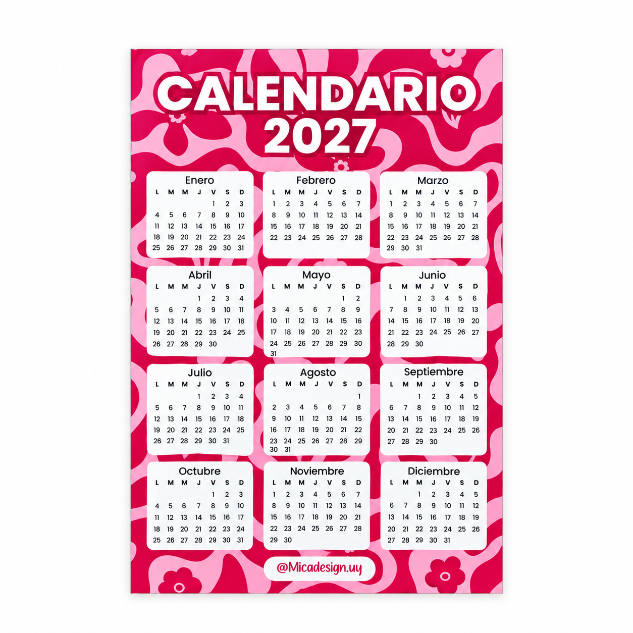 Calendario 2027 - Tamaño 10x15 cm