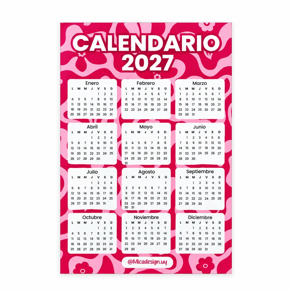 Calendario 2027 - Tamaño 10x15 cm