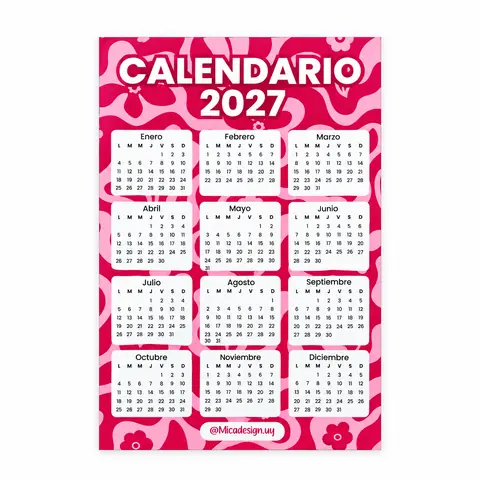 Calendario 2027 - Tamaño 10x15 cm