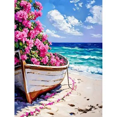 Canoa con flores.