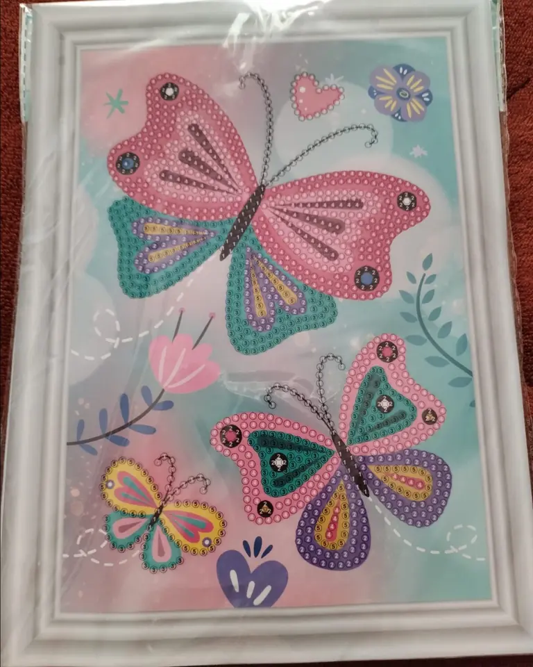 Cuadrito de cartón, mariposas.