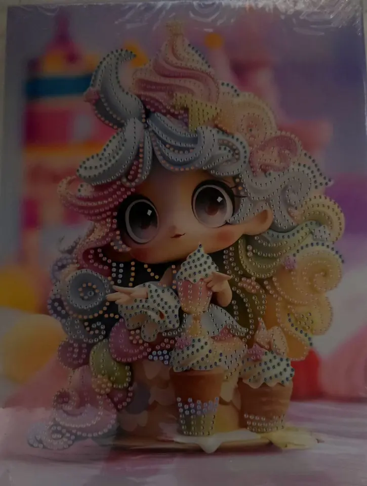 Cuadro muñeca, con muffins.