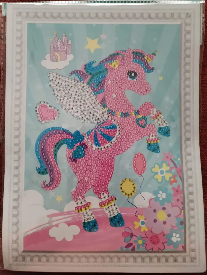 Cuadrito de cartón, unicornio.