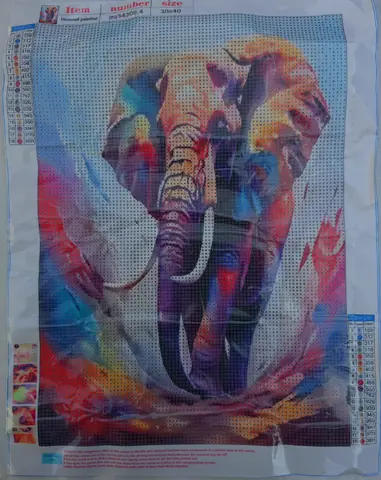 Lienzo de elefante, colorido.