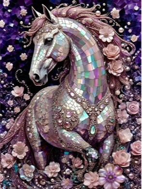 Caballo con flores.